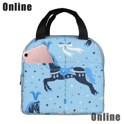 Savvaļas zirgi pusdienu soma sievietēm, meitenes, bērni, izolēts piknika maisiņš, termiskais dzesētājs Tote Bento mīkstās somas kempings, ceļojumi, makšķerēšana