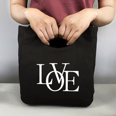 Gyerekek iskolai termikus ebédtáska Női hordtáska vászonrendező szöveg Nyomtatás Öko piknik összecsukható élelmiszer szigetelt tároló hűtőtáskák