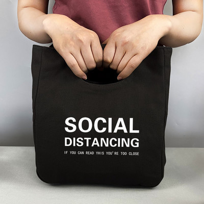 Gyerekek iskolai termikus ebédtáska Női hordtáska vászonrendező szöveg Nyomtatás Öko piknik összecsukható élelmiszer szigetelt tároló hűtőtáskák