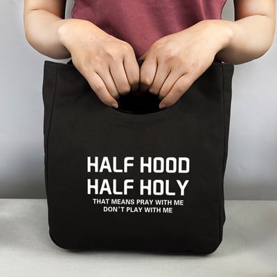 Gyerekek iskolai termikus ebédtáska Női hordtáska vászonrendező szöveg Nyomtatás Öko piknik összecsukható élelmiszer szigetelt tároló hűtőtáskák