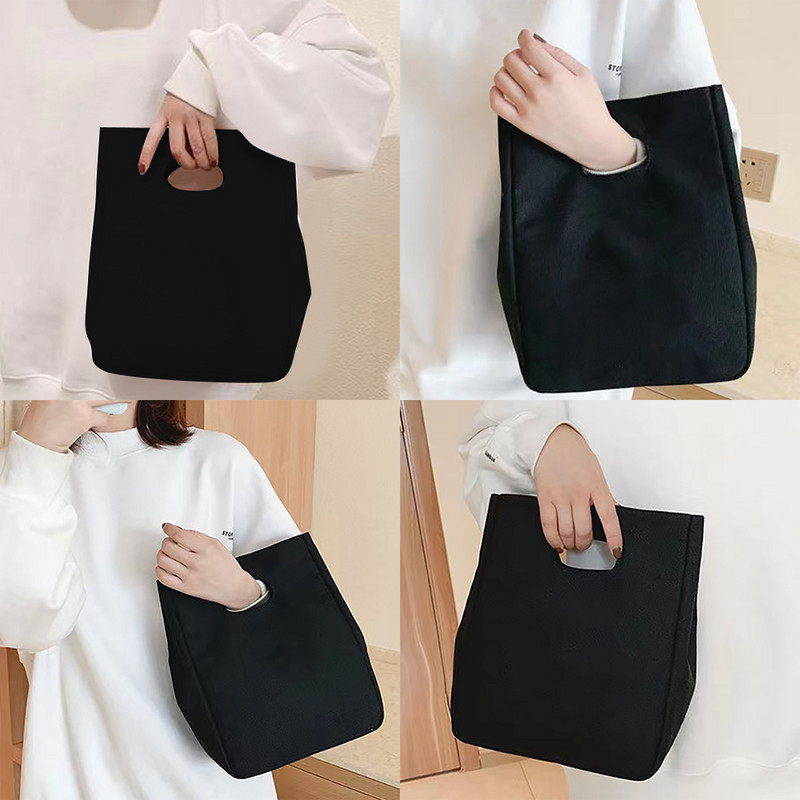 Gyerekek iskolai termikus ebédtáska Női hordtáska vászonrendező szöveg Nyomtatás Öko piknik összecsukható élelmiszer szigetelt tároló hűtőtáskák