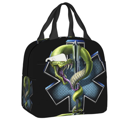 Emt Star Of Life Izolēti pusdienu maisiņi Sieviešu feldšeris Ārsts Ātrā palīdzība Atjaunojams termiskais dzesētājs Bento Box Kids School Children