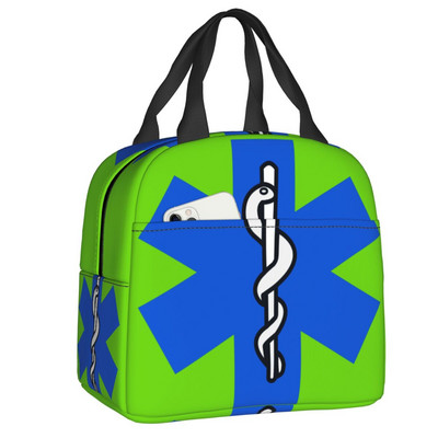 Emt Star Of Life Izolēti pusdienu maisiņi Sieviešu feldšeris Ārsts Ātrā palīdzība Atjaunojams termiskais dzesētājs Bento Box Kids School Children