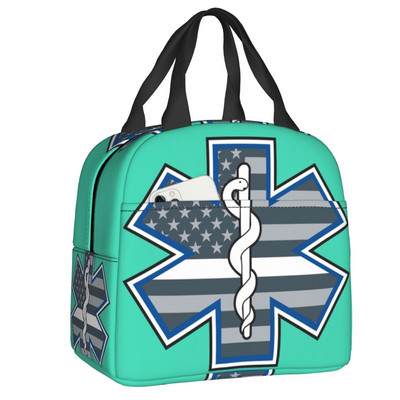 Emt Star Of Life Izolēti pusdienu maisiņi Sieviešu feldšeris Ārsts Ātrā palīdzība Atjaunojams termiskais dzesētājs Bento Box Kids School Children
