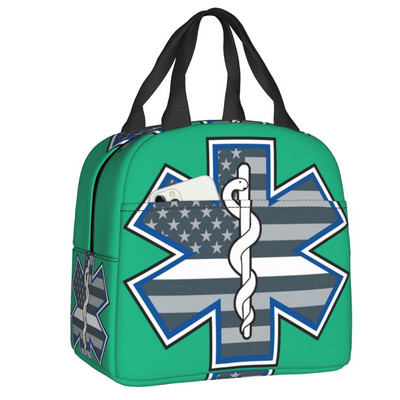 Emt Star Of Life Izolēti pusdienu maisiņi Sieviešu feldšeris Ārsts Ātrā palīdzība Atjaunojams termiskais dzesētājs Bento Box Kids School Children
