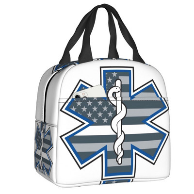 Emt Star Of Life Izolēti pusdienu maisiņi Sieviešu feldšeris Ārsts Ātrā palīdzība Atjaunojams termiskais dzesētājs Bento Box Kids School Children