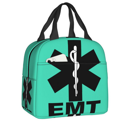 Emt Star Of Life Izolēti pusdienu maisiņi Sieviešu feldšeris Ārsts Ātrā palīdzība Atjaunojams termiskais dzesētājs Bento Box Kids School Children