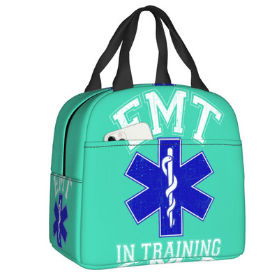 Emt Star Of Life Izolēti pusdienu maisiņi Sieviešu feldšeris Ārsts Ātrā palīdzība Atjaunojams termiskais dzesētājs Bento Box Kids School Children