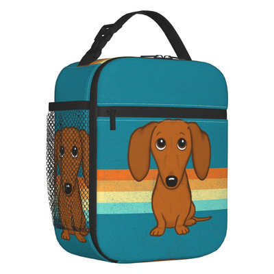 Păr lung teckel cârnați cârnă imprimeu saci de prânz izolate termic Pet Wiener portabil prânz container școală depozitare cutie pentru alimente