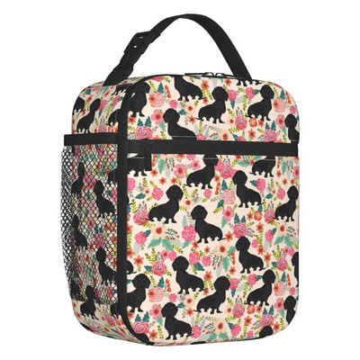 Păr lung teckel cârnați cârnă imprimeu saci de prânz izolate termic Pet Wiener portabil prânz container școală depozitare cutie pentru alimente