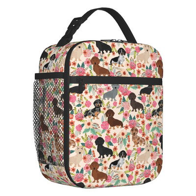 Păr lung teckel cârnați cârnă imprimeu saci de prânz izolate termic Pet Wiener portabil prânz container școală depozitare cutie pentru alimente