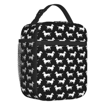 Păr lung teckel cârnați cârnă imprimeu saci de prânz izolate termic Pet Wiener portabil prânz container școală depozitare cutie pentru alimente