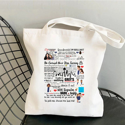 Grays Anatomy bevásárlótáska hordtáska pamut kézitáska újrafelhasználható bolsa vászontáska szőtt shoping sacola sac cabas sac tissu