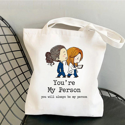 Grays Anatomy iepirkumu soma kokvilnas rokassomiņa atkārtoti lietojama bolsa audekla soma austa iepirkšanās sacola sac cabas sac audi