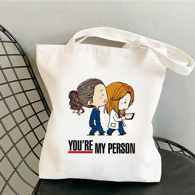 Grays Anatomy iepirkumu soma kokvilnas rokassomiņa atkārtoti lietojama bolsa audekla soma austa iepirkšanās sacola sac cabas sac audi