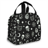 Lebka Cat Moon Gothic Pattern Izolovaná obedová taška Veľkokapacitná chladiaca taška na obed pre vonkajší piknik, školu, kanceláriu a prácu