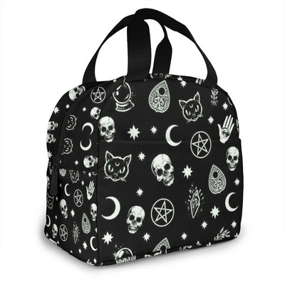 Lebka Cat Moon Gothic Pattern Izolovaná obedová taška Veľkokapacitná chladiaca taška na obed pre vonkajší piknik, školu, kanceláriu a prácu