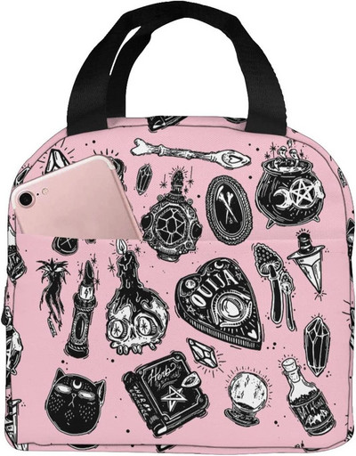 Lebka Cat Moon Gothic Pattern Izolovaná obedová taška Veľkokapacitná chladiaca taška na obed pre vonkajší piknik, školu, kanceláriu a prácu