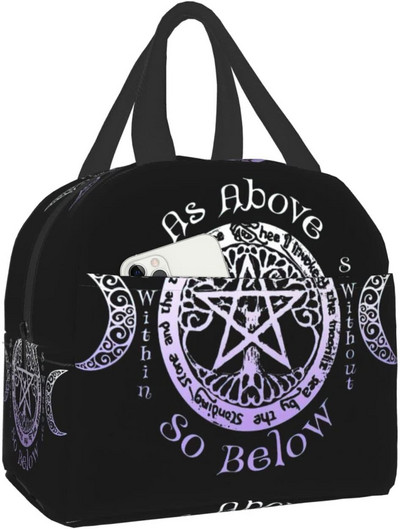 Lebka Cat Moon Gothic Pattern Izolovaná obedová taška Veľkokapacitná chladiaca taška na obed pre vonkajší piknik, školu, kanceláriu a prácu