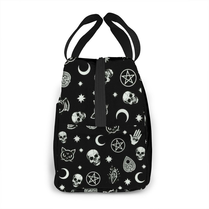 Lebka Cat Moon Gothic Pattern Izolovaná obedová taška Veľkokapacitná chladiaca taška na obed pre vonkajší piknik, školu, kanceláriu a prácu