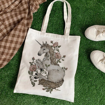 Kawaii Women Shopper Casual Animal Floral Γυναικεία βαμβακερή τσάντα Καμβά τσάντα τσάντα αγορών Τσάντες αγορών Κοριτσίστικες τσάντες χειρός