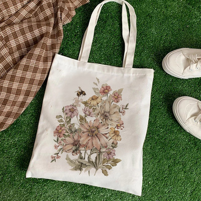 Kawaii Women Shopper Ležerna životinjska cvjetna ženska pamučna torba Platnena torba Tote Torbe za djevojčice Ručne torbe od tkanine