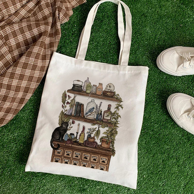 Kawaii női vásárló Alkalmi állat virágos női pamuttáska vászon táska bevásárlótáskák lány szövet kézitáskák