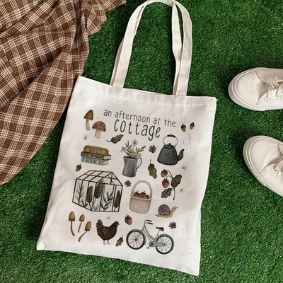 Kawaii női vásárló Alkalmi állat virágos női pamuttáska vászon táska bevásárlótáskák lány szövet kézitáskák