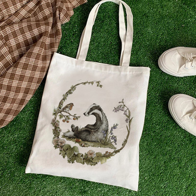 Kawaii női vásárló Alkalmi állat virágos női pamuttáska vászon táska bevásárlótáskák lány szövet kézitáskák