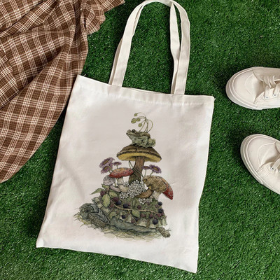 Kawaii női vásárló Alkalmi állat virágos női pamuttáska vászon táska bevásárlótáskák lány szövet kézitáskák