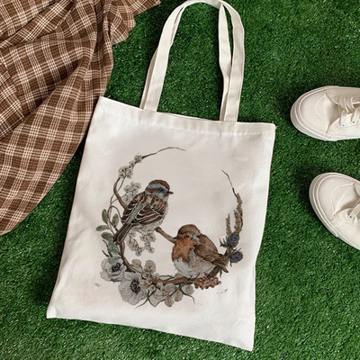 Kawaii női vásárló Alkalmi állat virágos női pamuttáska vászon táska bevásárlótáskák lány szövet kézitáskák