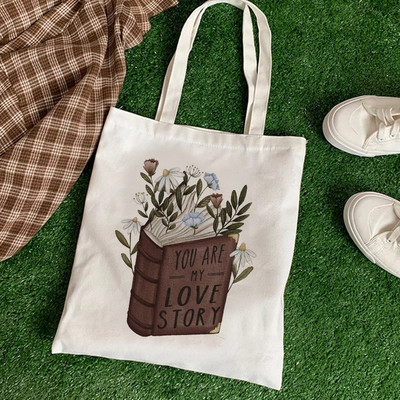 Kawaii női vásárló Alkalmi állat virágos női pamuttáska vászon táska bevásárlótáskák lány szövet kézitáskák