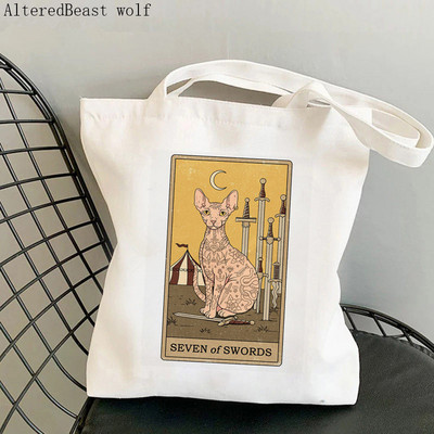 Női vásárló táska varázslatos boszorkányos Luna macska Tarot táska Harajuku Shopping Canvas Shopper Bag lány kézitáska Vállas női táska