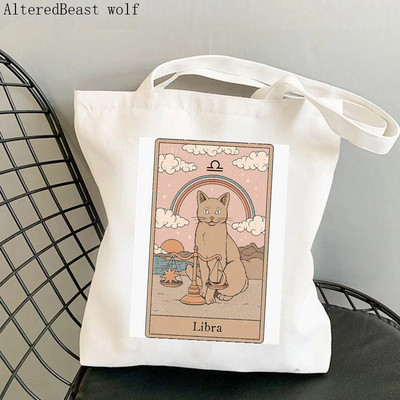 Női vásárló táska varázslatos boszorkányos Luna macska Tarot táska Harajuku Shopping Canvas Shopper Bag lány kézitáska Vállas női táska