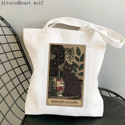 Női vásárló táska varázslatos boszorkányos Luna macska Tarot táska Harajuku Shopping Canvas Shopper Bag lány kézitáska Vállas női táska