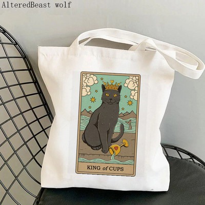 Női vásárló táska varázslatos boszorkányos Luna macska Tarot táska Harajuku Shopping Canvas Shopper Bag lány kézitáska Vállas női táska
