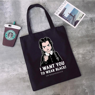 Szerda Addams bevásárlótáska élelmiszerbolt juta táska újrahasznosított táska vásárló vászon táska juta boodschappentas újrafelhasználható sacola sac tissu