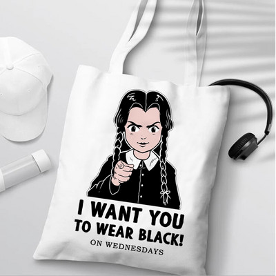 Szerda Addams bevásárlótáska élelmiszerbolt juta táska újrahasznosított táska vásárló vászon táska juta boodschappentas újrafelhasználható sacola sac tissu