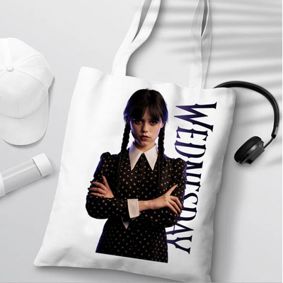 Szerda Addams bevásárlótáska élelmiszerbolt juta táska újrahasznosított táska vásárló vászon táska juta boodschappentas újrafelhasználható sacola sac tissu