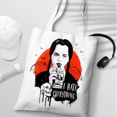 Szerda Addams bevásárlótáska élelmiszerbolt juta táska újrahasznosított táska vásárló vászon táska juta boodschappentas újrafelhasználható sacola sac tissu