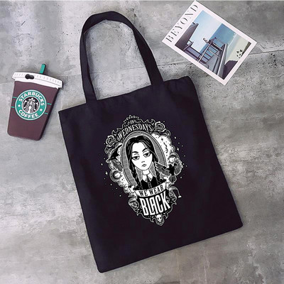 Szerda Addams bevásárlótáska élelmiszerbolt juta táska újrahasznosított táska vásárló vászon táska juta boodschappentas újrafelhasználható sacola sac tissu