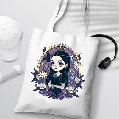 Szerda Addams bevásárlótáska élelmiszerbolt juta táska újrahasznosított táska vásárló vászon táska juta boodschappentas újrafelhasználható sacola sac tissu