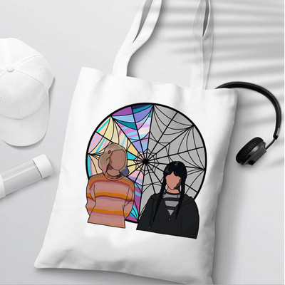 Szerda Addams bevásárlótáska élelmiszerbolt juta táska újrahasznosított táska vásárló vászon táska juta boodschappentas újrafelhasználható sacola sac tissu