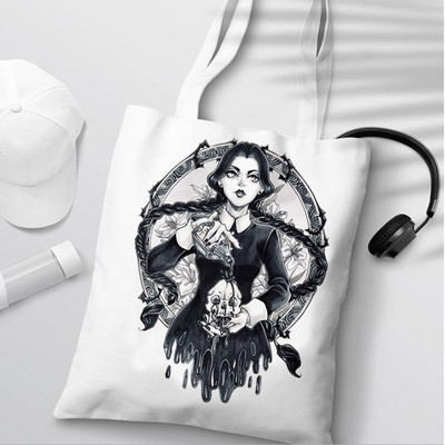 Szerda Addams bevásárlótáska élelmiszerbolt juta táska újrahasznosított táska vásárló vászon táska juta boodschappentas újrafelhasználható sacola sac tissu