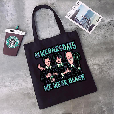 Szerda Addams bevásárlótáska élelmiszerbolt juta táska újrahasznosított táska vásárló vászon táska juta boodschappentas újrafelhasználható sacola sac tissu