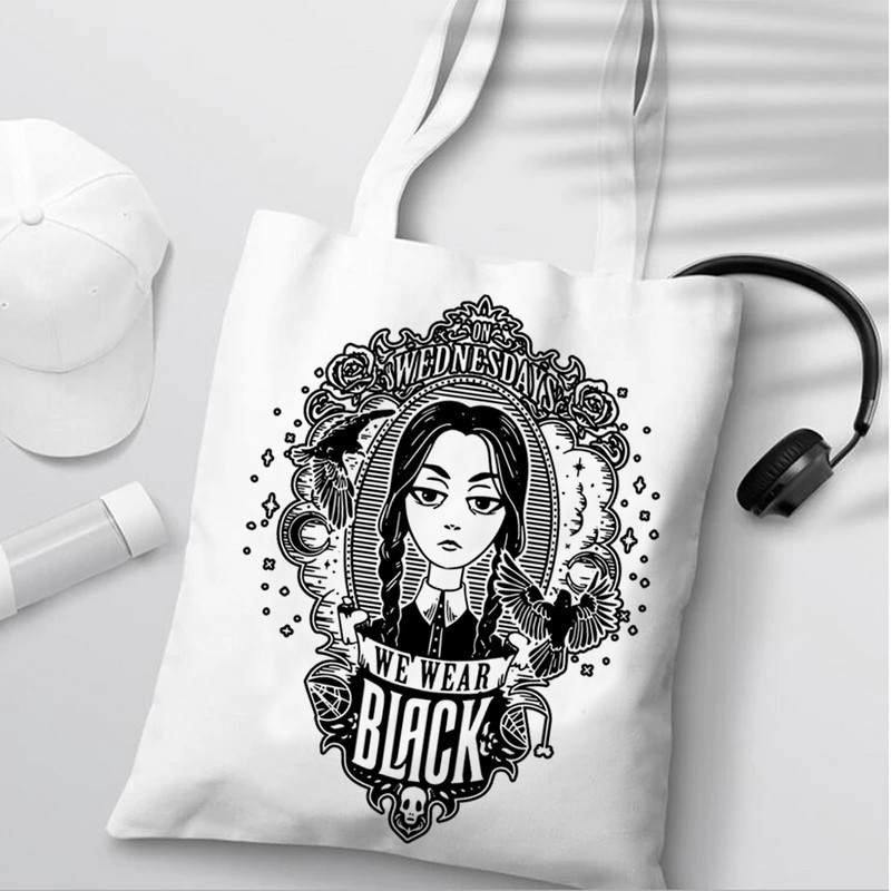 Szerda Addams bevásárlótáska élelmiszerbolt juta táska újrahasznosított táska vásárló vászon táska juta boodschappentas újrafelhasználható sacola sac tissu