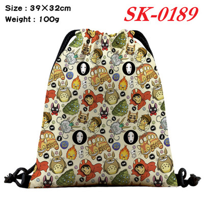 Anime húzózsinór táska nyomtatás alkalmi női hátizsák vászon kozmetikai zsinórtáska fiúknak lányoknak strandtáska utazási cipőtáska