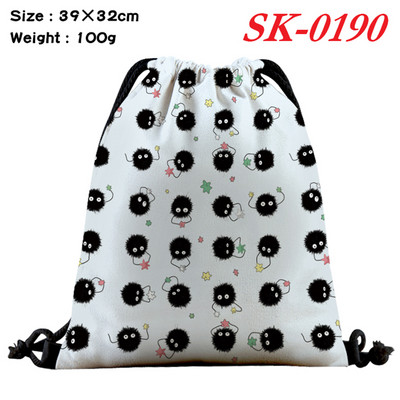 Anime húzózsinór táska nyomtatás alkalmi női hátizsák vászon kozmetikai zsinórtáska fiúknak lányoknak strandtáska utazási cipőtáska