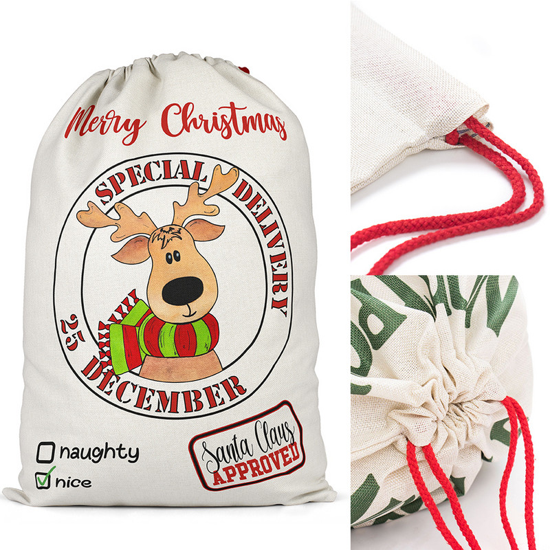 Božićne vrećice slatkiša Dječak Djevojčica Sretan Božić Elk Pas Poklon Čarapa Vrećica za naklonost Vrećica Konac Poklon Džep Dekoracija festivala
