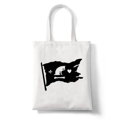 Naša zastava znači Death Cat Flag Ženske velike ručne torbe Platnena torba Estetika Torba za plažu Torbe za kupovinu Elegantne torbe za kupovinu preko ramena